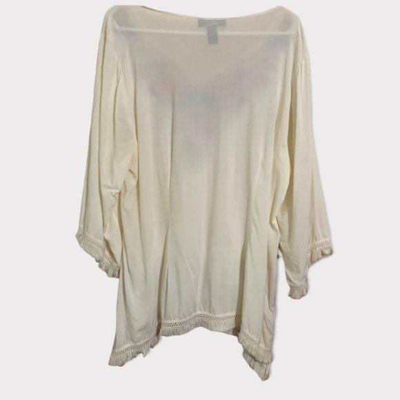 Style & Co Boho Embroidered Fringe Top - Picture 4 of 5